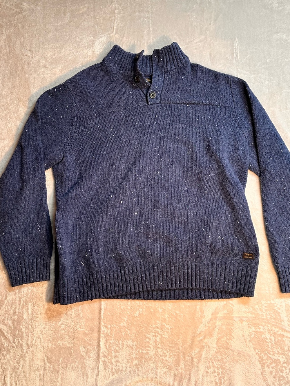 Lucky Brand Men's Navy Turtleneck Quarter-Button Sweater